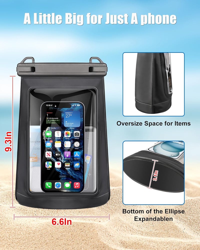 Jzocon Waterproof Phone Pouch for iPhone 16 15 14 11 Pro Max & Galaxy S24 S21 - Floating Large Capacity Dry Bag Stores Sunscreen, Sunglasses - Oversized Waterproof Bag for Beach, Swimming, Kayaking - Image 2